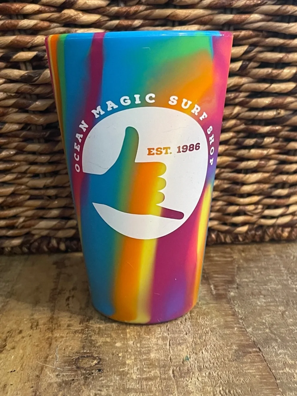 Ocean Magic Surf Shop Tye Dye Colorful Silicon Cup 5.75